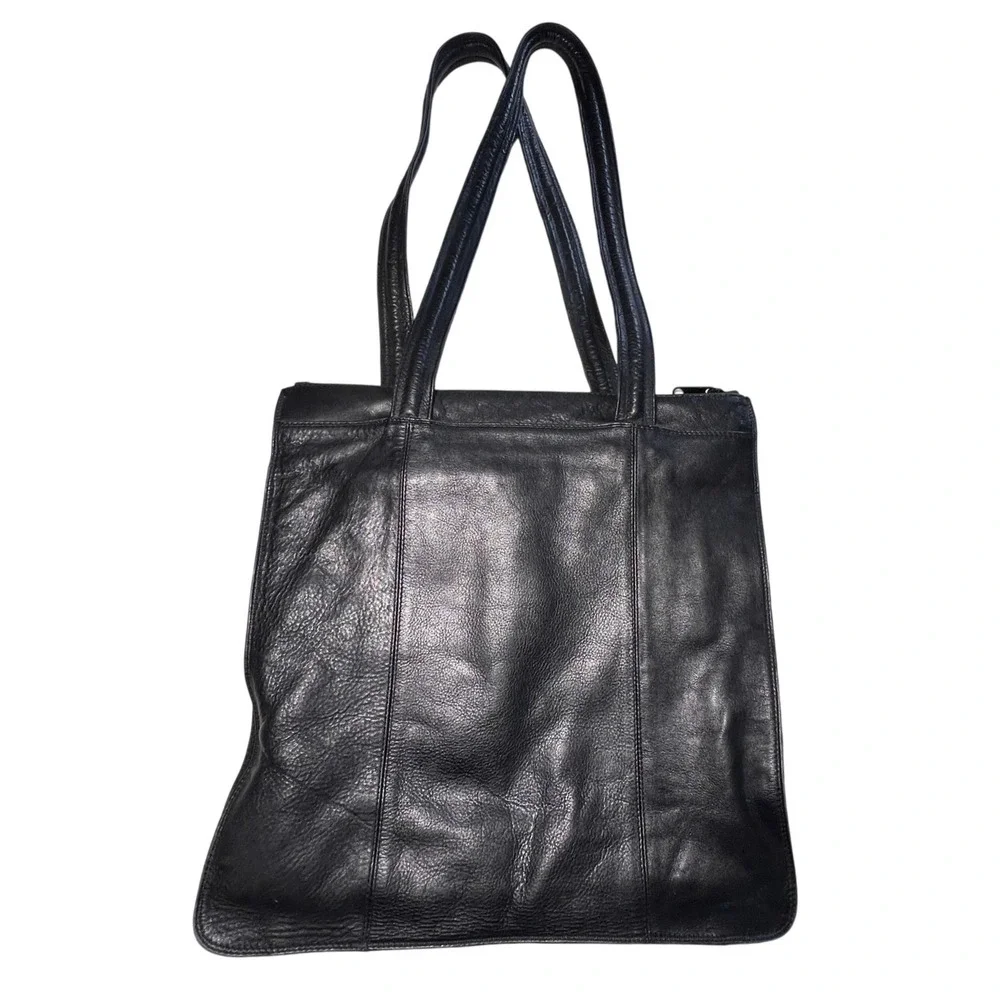 Derek Alexander Tote Purse Women Sleek Black Slim 90s Leather Shoulder Bag Roomy